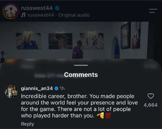 LeBron James Leads Tributes to Russell Westbrook After Ending 18-Year Career -"HELLUVA CAREER BRODIE!!" 4 Giannis Antetokounmpo's comment