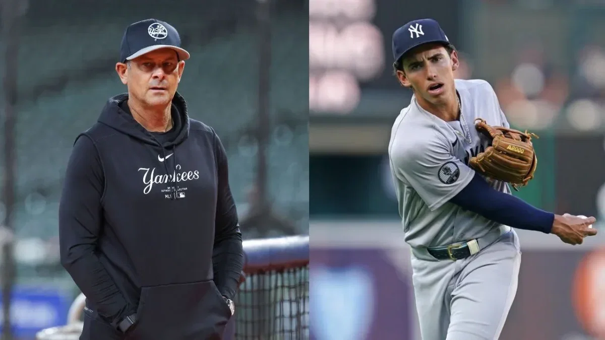George Lombard Jr. Committing an Error in 5th Consecutive Game Has Fans Mocking Him: "Bro Looking Like Volpe" 2 Aaron Boone and George Lombard Jr.