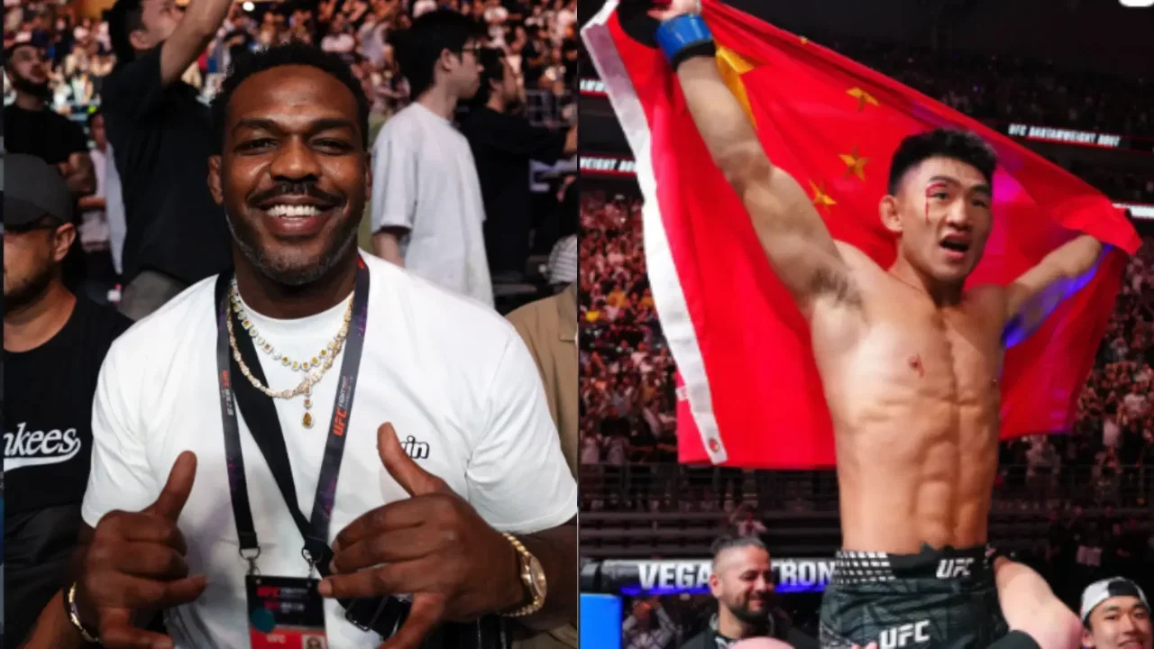 Song Yadong Runs to Celebrate With Jon Jones After Shocking Knockout Win Over Umar Nurmagomedov