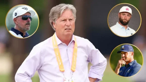 Phil Mickelson, Brandel Chamblee, Jon Rahm and Bryson DeChambeau