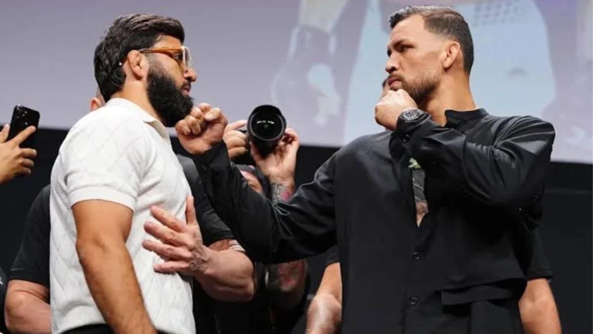 UFC 331 Stars Arman Tsarukyan and Joshua Van Gets New Custom Shorts After Rising in Popularity 2 Arman Tsarukyan and Mauricio Ruffy facing off