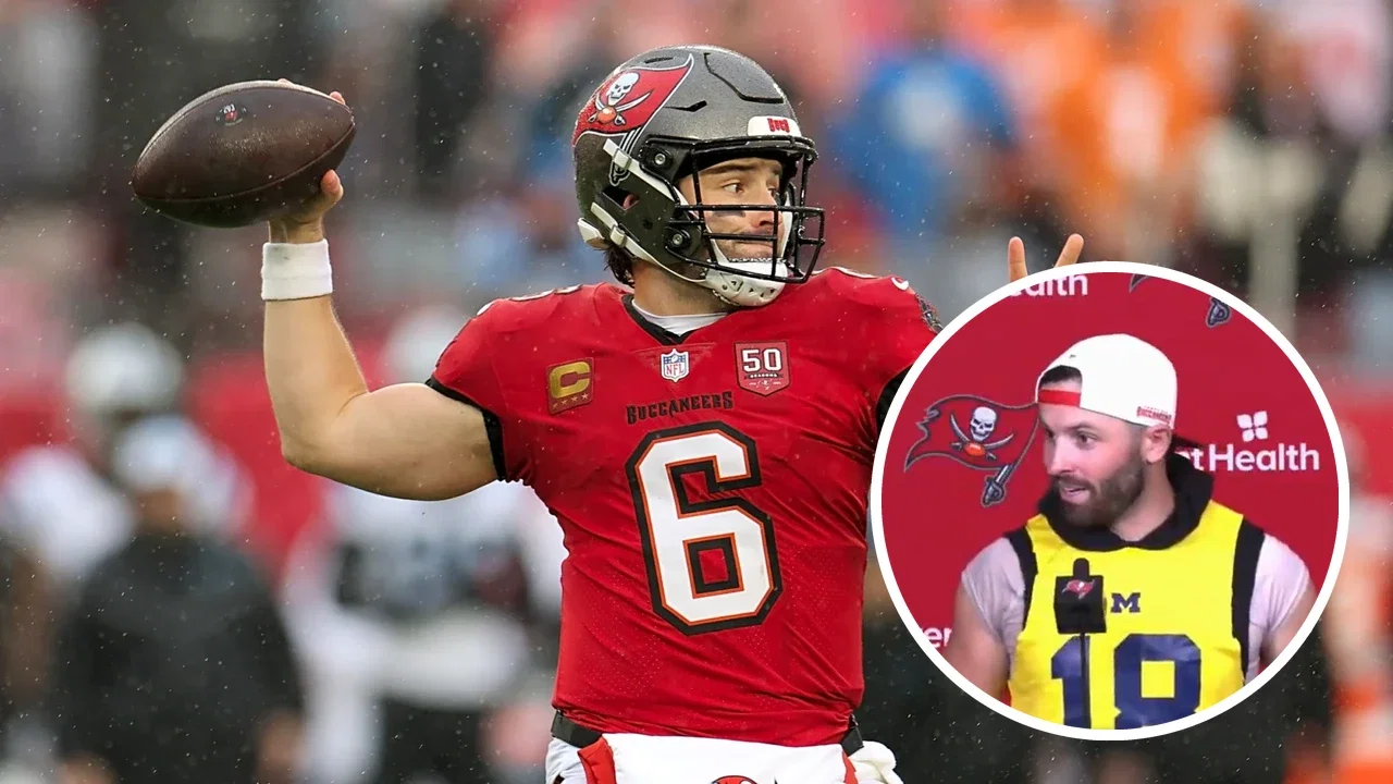 Why Baker Mayfield Walked Into Press Conference Wearing a Michigan Tank Top