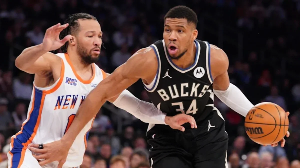 'Excited' Knicks Superfan Anne Hathaway Dons Signed OG Anunoby Jersey On The Tonight Show 1 Jalen Brunson and Giannis Antetokounmpo