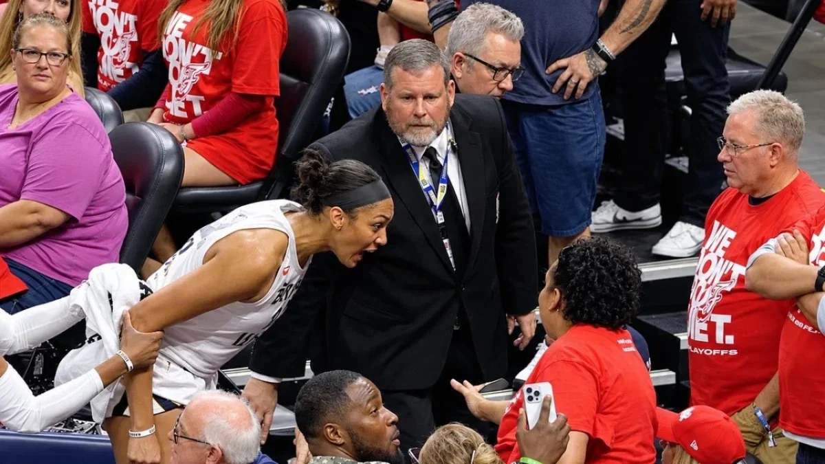"Grow Up!" Sophie Cunningham Calls Out A’ja Wilson For Overreacting When a Fan Pointed at Her 1 A'ja Wilson confronting the Fever fan