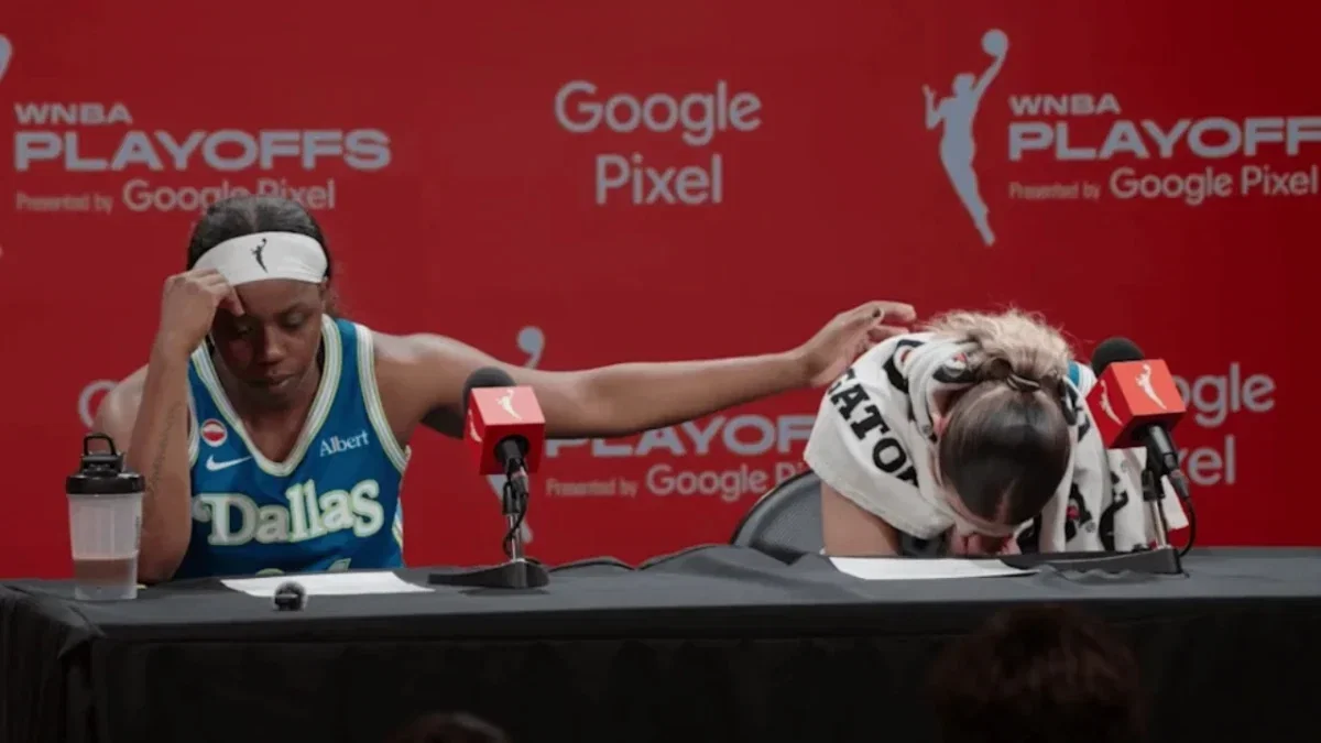Paige Bueckers in Tears After Horror Show Against Valkyries in Elimination Game 1 Arike Ogunbowale consoling Paige Bueckers