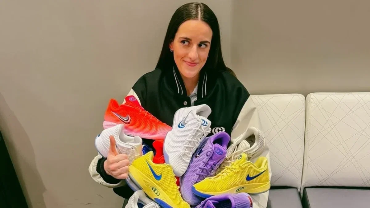 Reporter Slamming Caitlin Clark's ESPN Appearance 2 Days After WNBA Playoff Exit Gets Flamed - "Should She Be At Home Crying?" 1 Caitlin Clark with her shoes