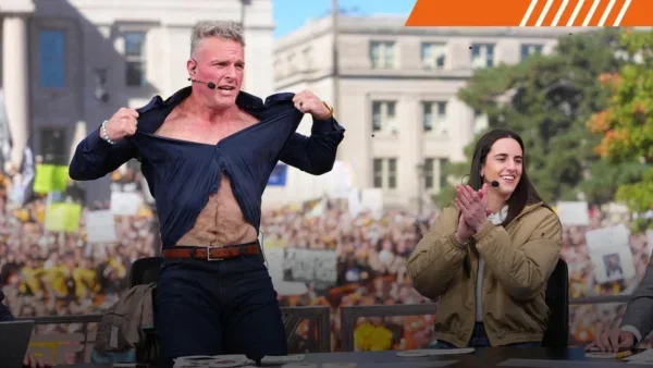 Pat McAfee and Caitlin Clark on College GameDay