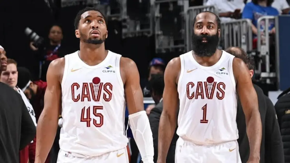 Cavs' Donovan Mitchell Sports Jose Ramirez Jersey For Guardians' Game 5 Against White Sox 1 Donovan Mitchell and James Harden