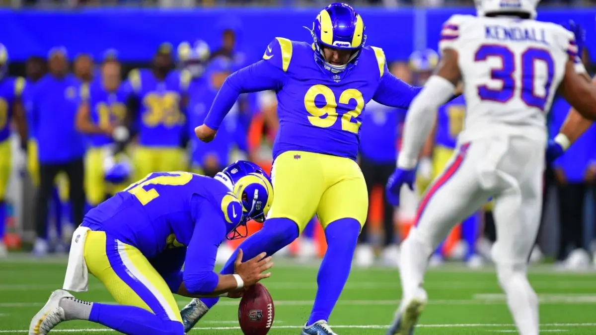 Sean McVay's Rams' Problems Get Worse After Starting OT Gets 2-Game Suspension for Punching Josh Allen's Teammate 1 Harrison Mevis' last kick for the Rams