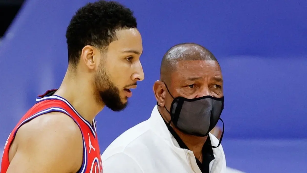 Trae Young Details How Ben Simmons Passing Up Open Dunk Derailed His Career: "I Feel Bad For Him" 1 Ben Simmons and Doc Rivers