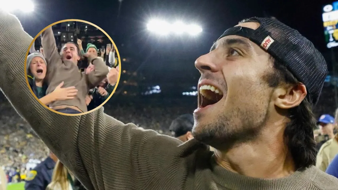 Brewers’ Sal Frelick Performs Lambeau Leap as Team Celebrates 1st World Series Title During Packers Game